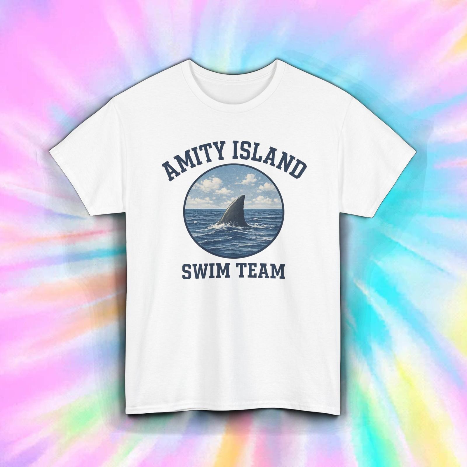 Amity Island Swim Team Shark Beach Movie Parody Funny Shirt S-5XL M