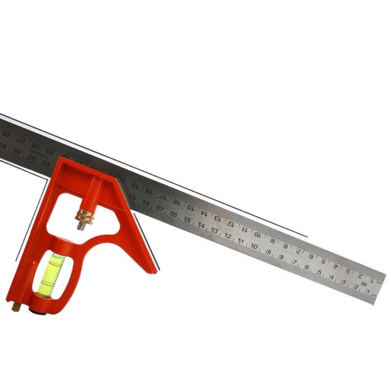 Multifunctional Stainless Steel Horizontal & Right Angle Combination Ruler for Woodworking