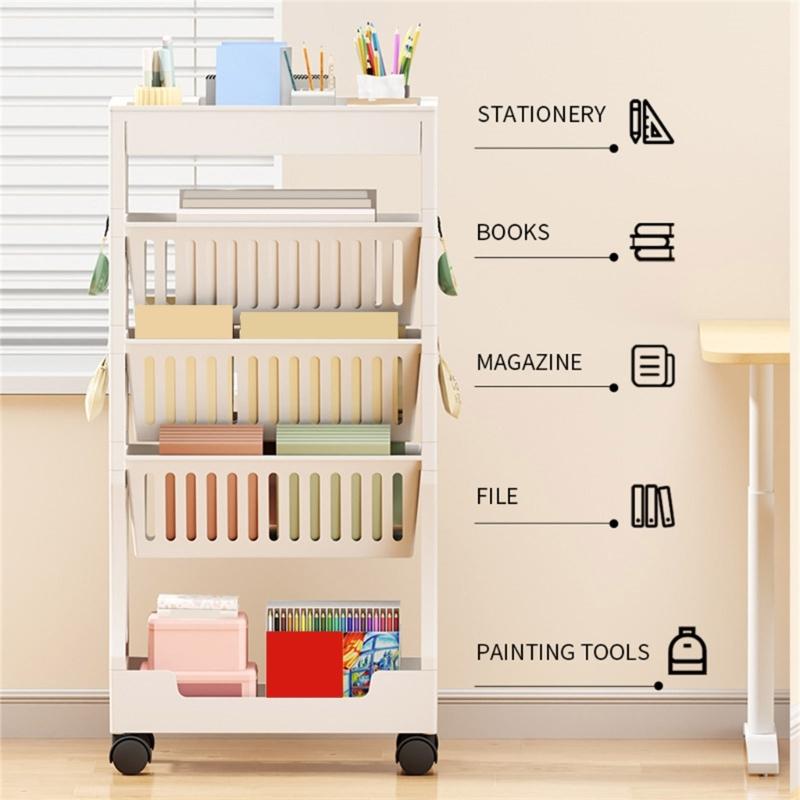 Cărucior utilitar rulant cu rafturi din plastic cu 5 niveluri/2 niveluri cu roți pentru bucătărie, baie și birou, organizator pentru depozitarea cărților