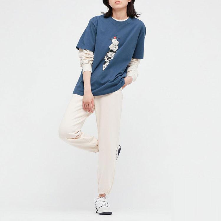 Uniqlo X Peanuts Cartoon T-Shirt Unisex T-Shirts Royal-Blue 452505-65