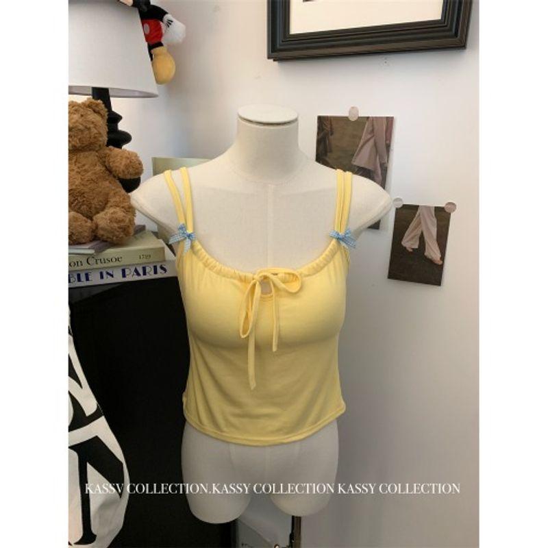 

Американский чистый соблазн Сексуальная крестовая шнуровка с нагрудной подушечкой Топ-труба Женский 2024 Новый жилет на бретелях Внутренний сочетающийся верхняя одежда Milk yellow All yards(40.00 kg-67.50 kg)