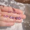 S999 Silver Pink Heart Zircon Earrings: Simple, Versatile Screwback Bone Studs with Sparkling Diamonds