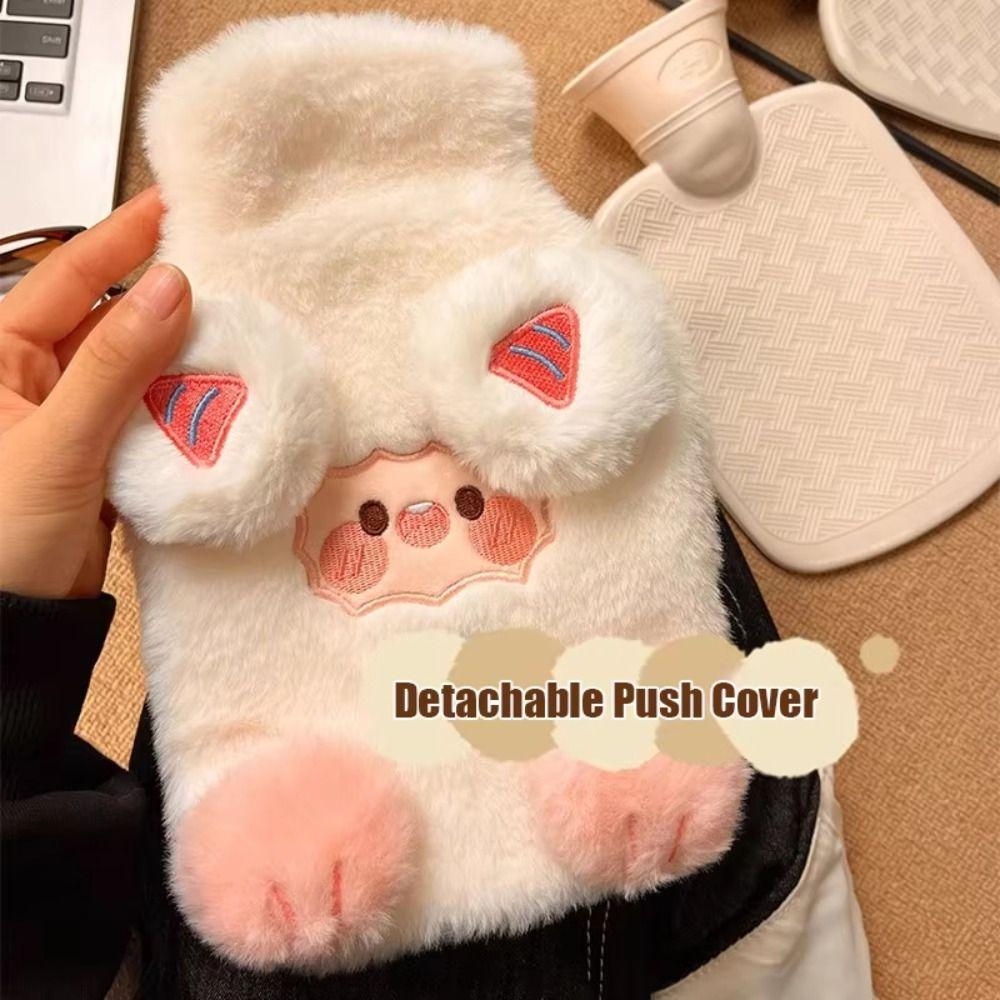 Wärmeprodukte Niedlicher Wärmflaschen-Cartoon Abnehmbare Heißwasserflaschen Verbrühschutz mit Plüschbezug Bauchwärmer Bett