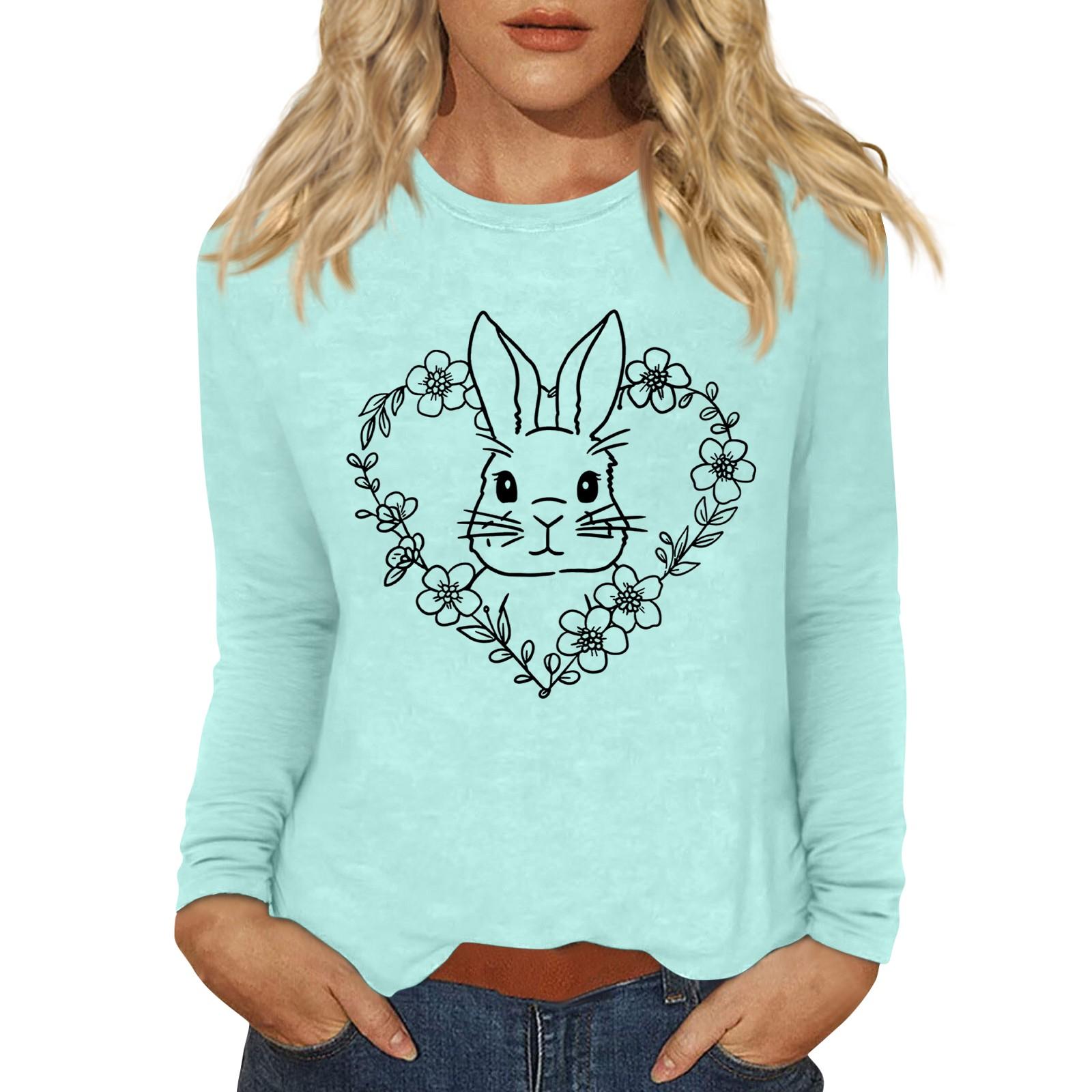 

Рубашки с длинным рукавом для женщин Пасхальный карнавал Графический принт Футболки Блузки Повседневные базовые топы Пуловеры XXXXL