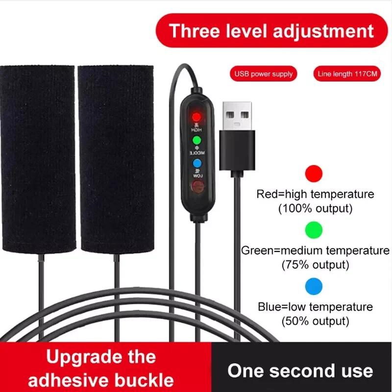 2pcs USB Warmer Electric Heated Motorcycle Handgrips 3 Gear 5V 2A Grip Cover Anti Vibration Anti Slip Fast Heating Kits