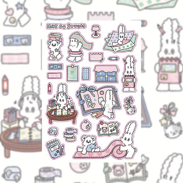 INS Kawaii Rabbit Cartoon Stickers Korean Style Creative Decals for Diary Notebook Scrapbook Decoration