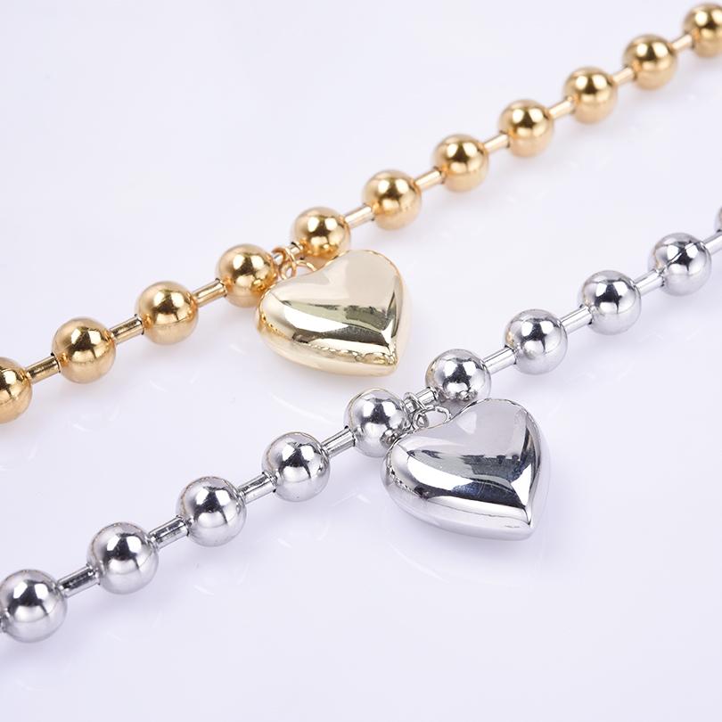 100% Stainless Steel Heart Pendant Necklace For Women Accessories Girl Beads Chain Necklaces Vintage Fashion Kpop Jewelry Choker
