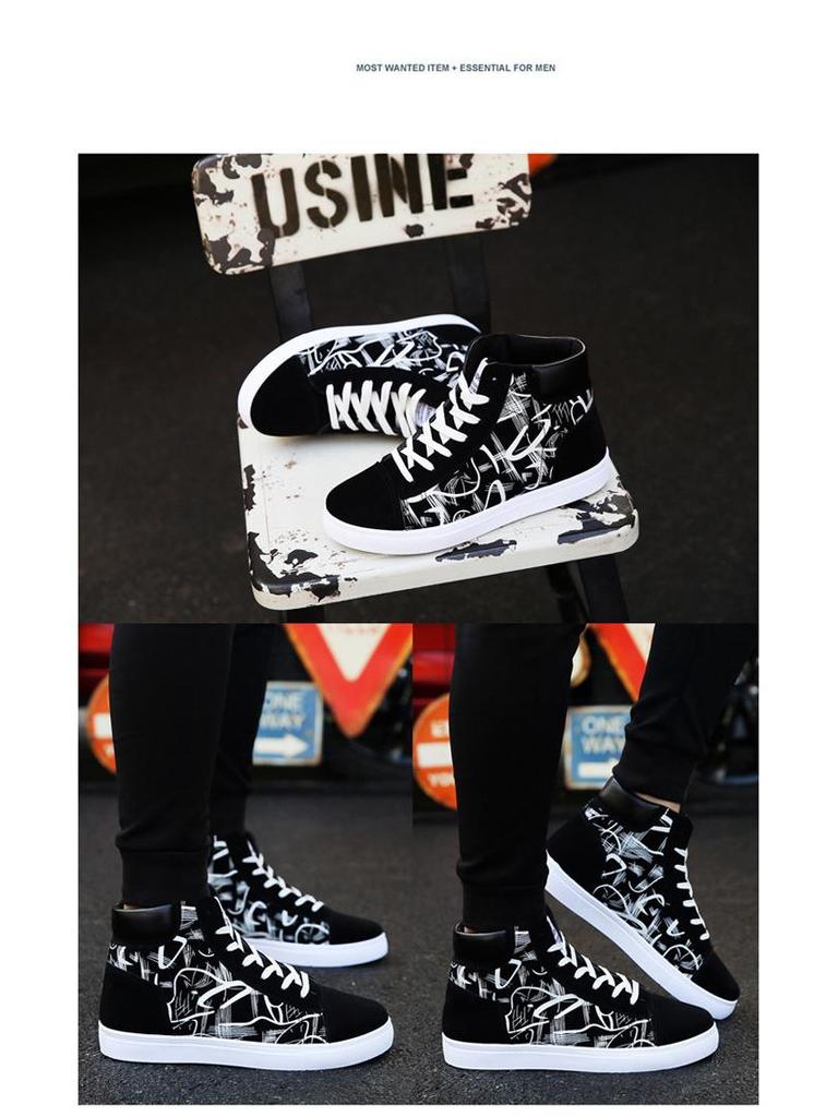 Men's 2024 High-Top Canvas Sneakers: Trendy, Versatile, Casual Running Shoes