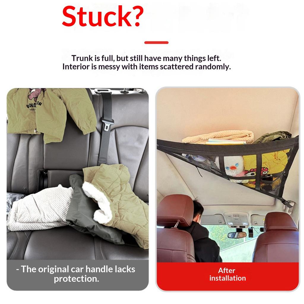 Easy Installation Overhead Storage Net With Adjustable Straps For Cars SUVs MPVs Travel Essential And Daily Commute