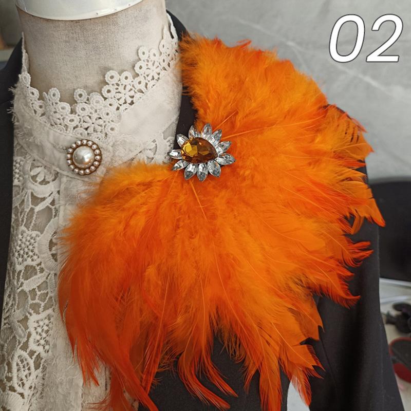Unisex Rhinestone Feather Brooch Crystal Pin for Dress Jeans Waist & Shoulder Corsage Party Epaulet Decor for Carnival Stage