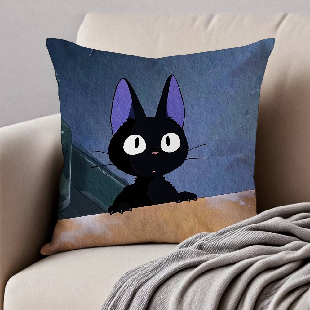 Cute Cat J-Jiji Pillow Case Anti-dustmite Pillowcase Invisible Zipper Silky Short Plush Sofa Cushion Cover