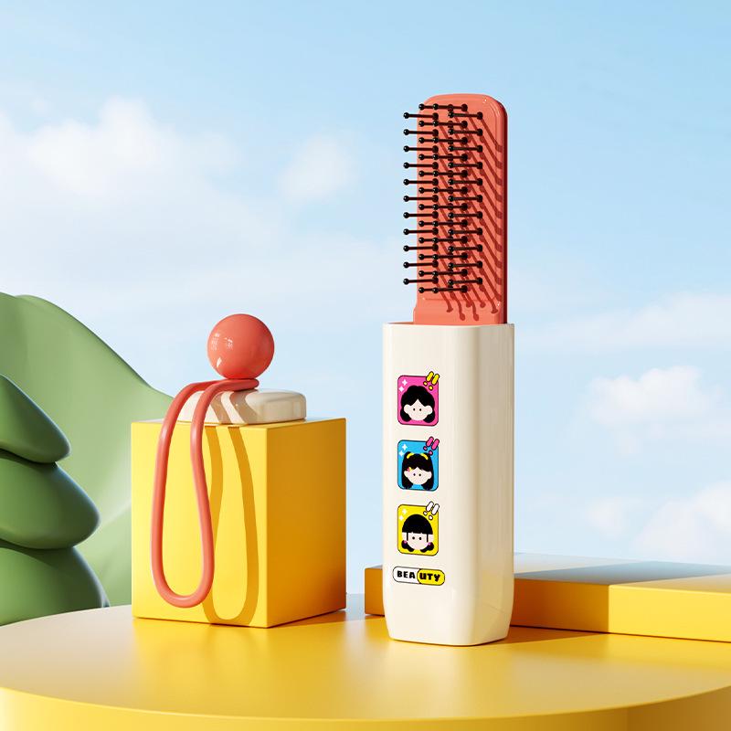 

Dopamine Dual-Use Retractable Massage Comb with Mirror and Lanyard – Compact Air Cushion Design for Outdoor Use грязно-белый