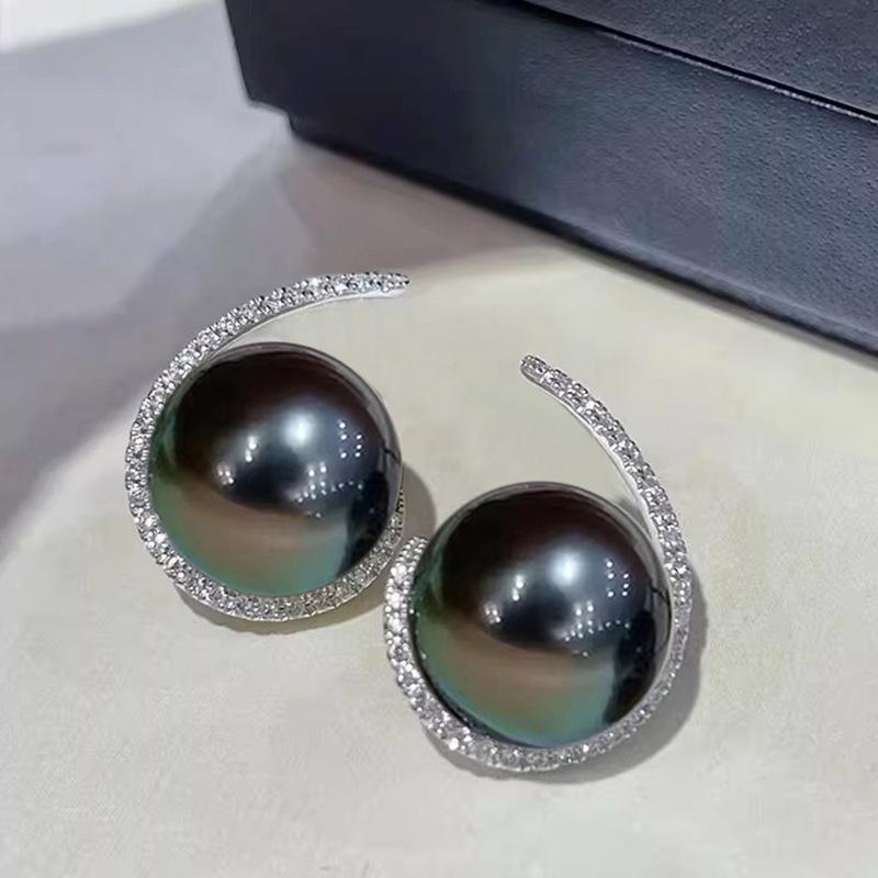 Elegant, Rund, Hochwertiger Funkelnder Zirkon Perlenbesetzter Kopfschmuck mit einem Nischen-Design, Brautohrringe im Ins-Stil Großhandel