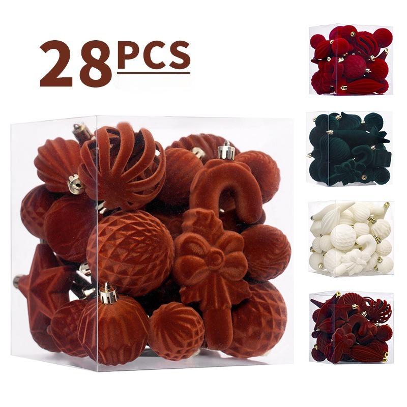 Multi Size Velvet Christmas Tree Balls Ornaments Set Star Scepter Round Xmas Ball Santa Tree Diy Supplies Christmas Gifts