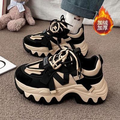 Ins platformové trendy boty dámské 2025 nové podzim a zima populární dad shoes dámské boty bavlněné ležérní sportovní dámské boty