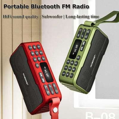 Tragbares Radio FM Mini Bluetooth Radio Lautsprecher Hifi Sound Soundbar Subwoofer Freisprecheinrichtung Walkman Musikplayer Rekorder mit Mikrofon