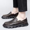 Handmade Genuine Leather Slip On Mens Leather Shoes Loafers Outdoor Casual Mocassin Plus Size Business Casual Mens Shoes Black