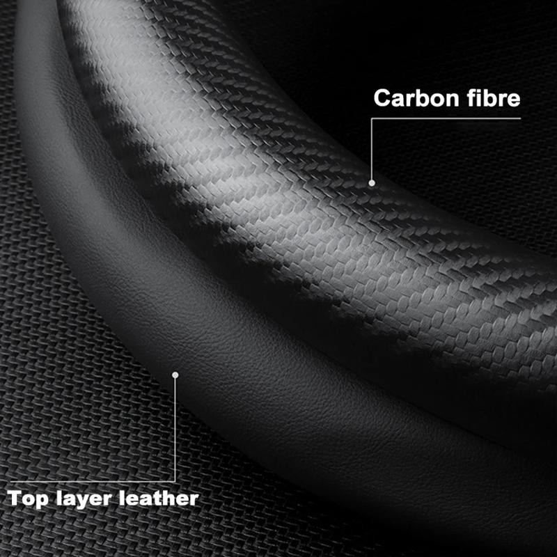 ADY1 Carbon Fiber Car Emblem Steering Wheel Protective Cover For Skoda Octavia A5 Mk3 Fabia Yeti Kamiq Kodiaq Karoq Rapid Vrs Superb