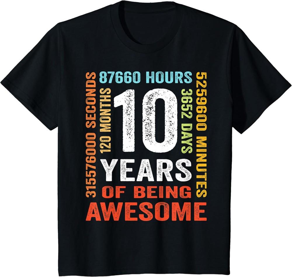 Kids 10th Birthday 10 Years Old Vintage Retro 120 Months T-Shirt Unisex T-Shirt S