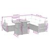 7-teiliges Gartensofa-Set mit Kissen, graues Poly-Rattan