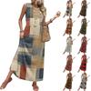 Ladies' Plaid Printed Casual and Fashionable Waist Cinched Sleeveless Dress