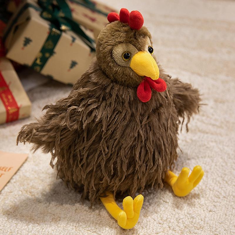 28/38cm Kawaii Creative Hen Plush Doll Pillow Long Hair Bow Tie Rooster Chicken Plush Toy Home Decor Gift For Boys And Girls