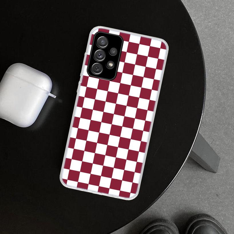 Retro Classic Chess Board Grid Phone Case Cover for Samsung Galaxy A12 A22 A32 A52 A72 A02S A51 A50S A31 A20S A10S Note 20 Ultra