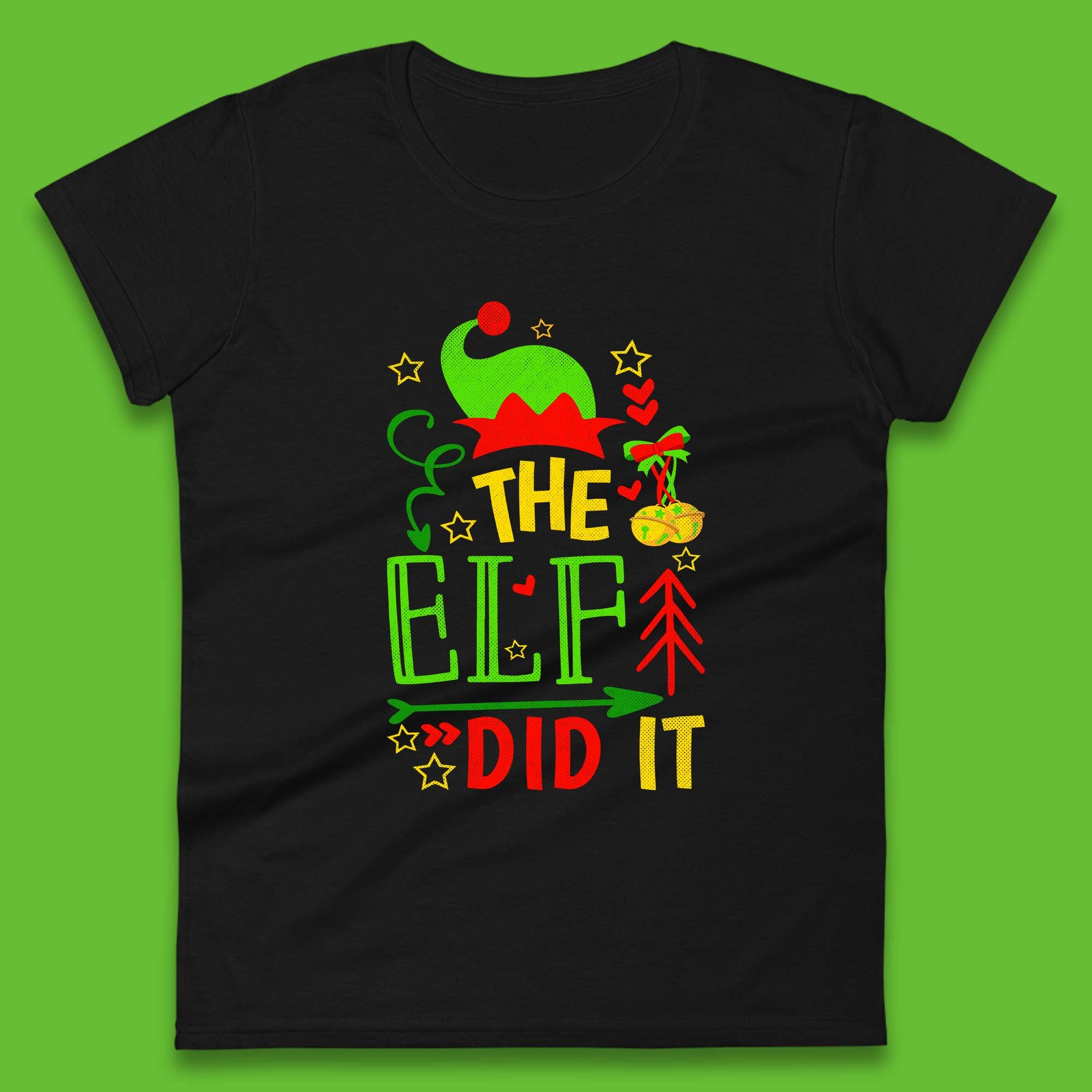 Christmas Elf Womens T Shirt Mens Tops Tees Unisex The Elf Did It Funny Christmas Top 4XL