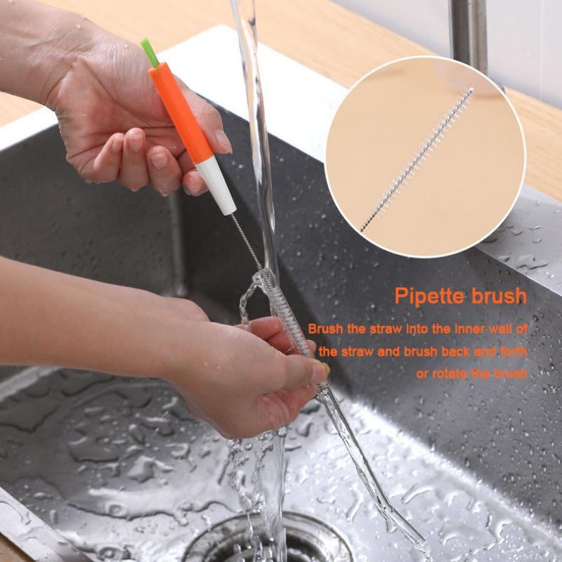 2 In 1 Vacuum Cup Cleaning Brush Bottle Cap Detail Groove Cleaner Baby Bottle Lid Detail Clean Brush Long Straw Cleaning Brush