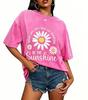 Women Summer Daisy Print T Shirt Crew Neck Loose Short Sleeve Casual Oversized Tee Tops 2026 New