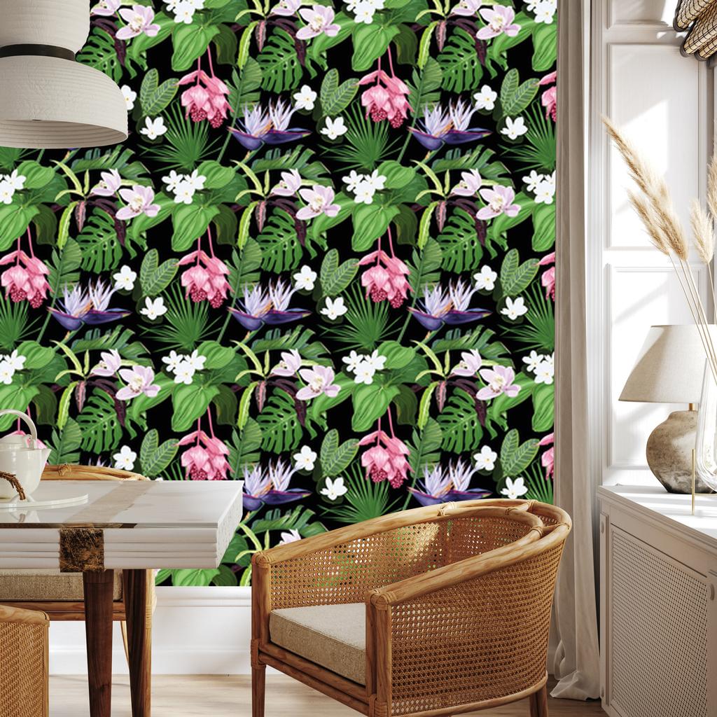 Exotic Palm Leaves Wallpaper for Living Room and Bedroom 50x1000