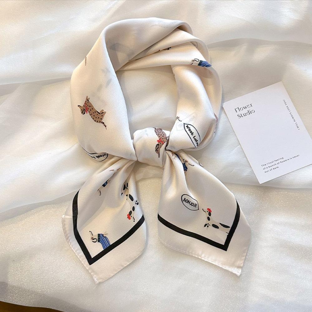 Cherry Blurred Flowers Hair Scarf Graceful Butterfly Scarves Headwear Puppy Hair Band Streetwear