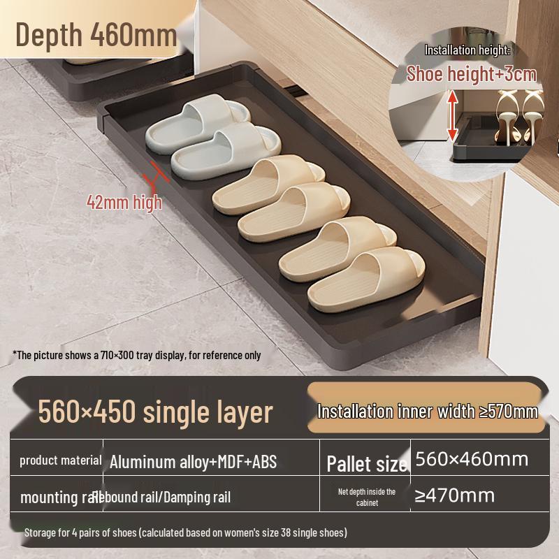 Shoe Cabinet with Kick Drawer and Slide Rail for Hallway