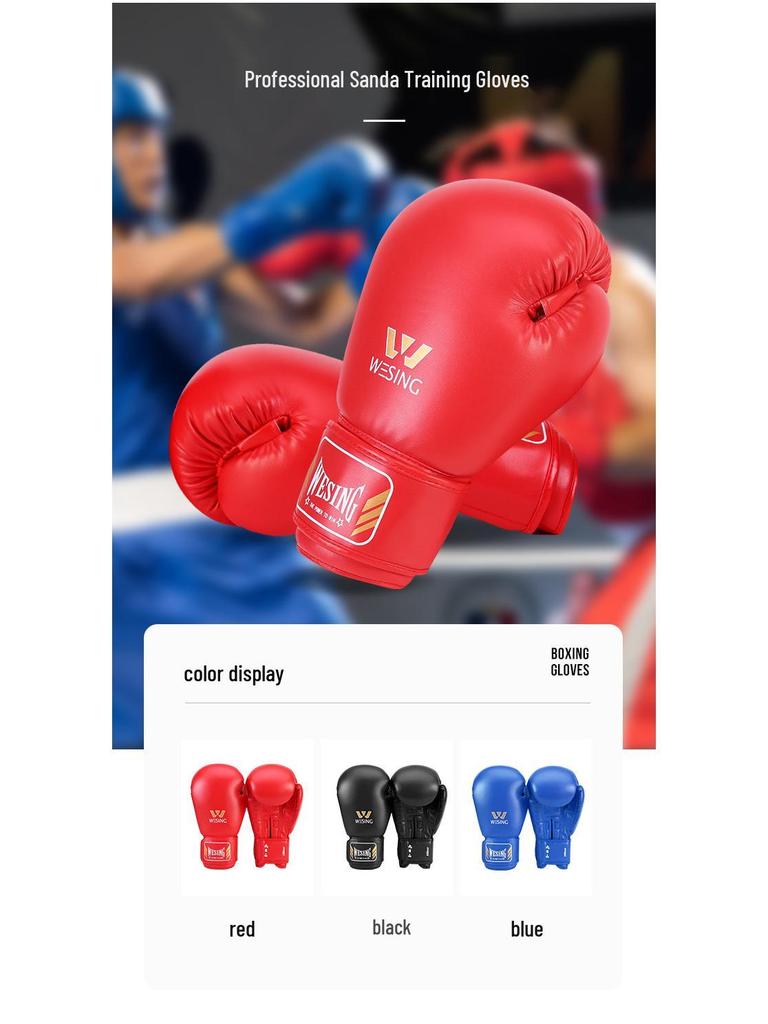 Jiuri Mountain Boxing & Sanda Gloves: Adult & Child Muay Thai & Kickboxing Faux Leather Gloves