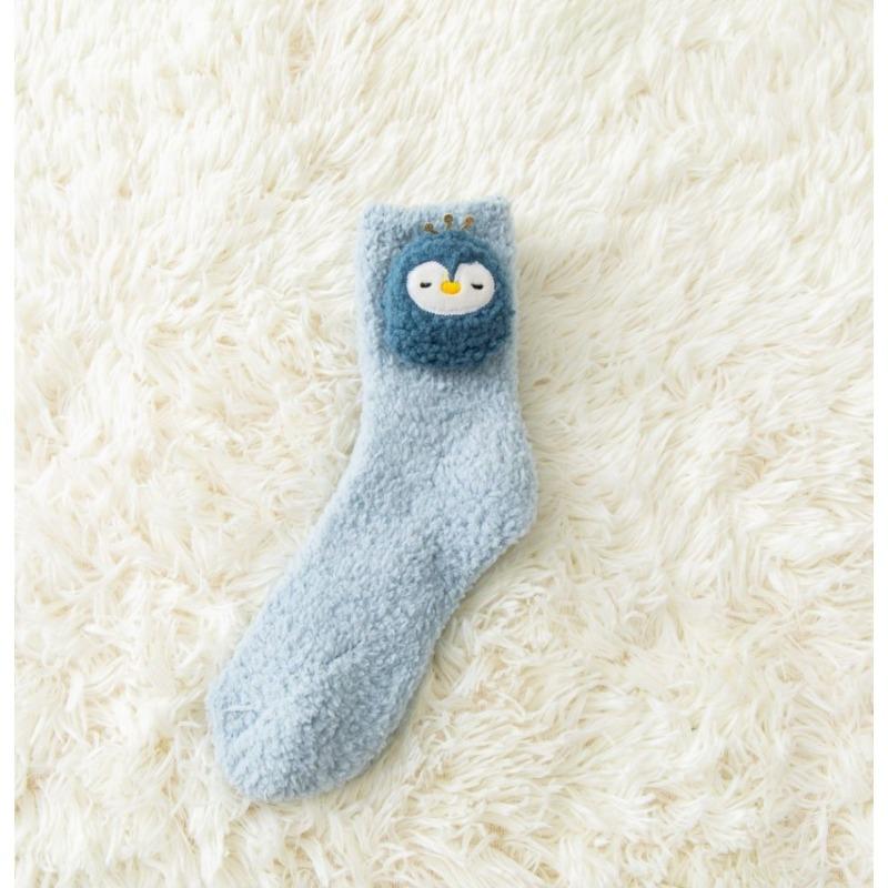 New Non-shedding Coral Fleece Three-dimensional Cartoon Medium Tube Warm and Fleece Home Towel Women's Socks