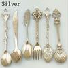 6Pcs Retro Coffee Spoons Fork Tableware