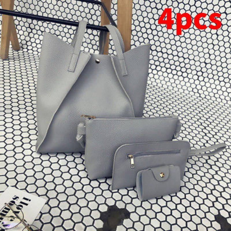 Leather Women 4pcs Handbag Lady Shoulder Bag Tote Purse Messenger Set Satchel