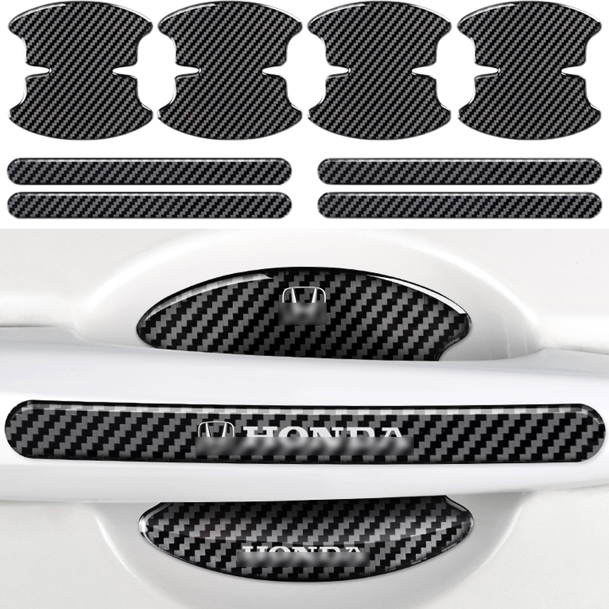 

DEVENTORZ Защитные накладки на дверные ручки Honda, 8 шт., защитная пленка для дверных ручек из углеродного волокна Fits Honda чёрный