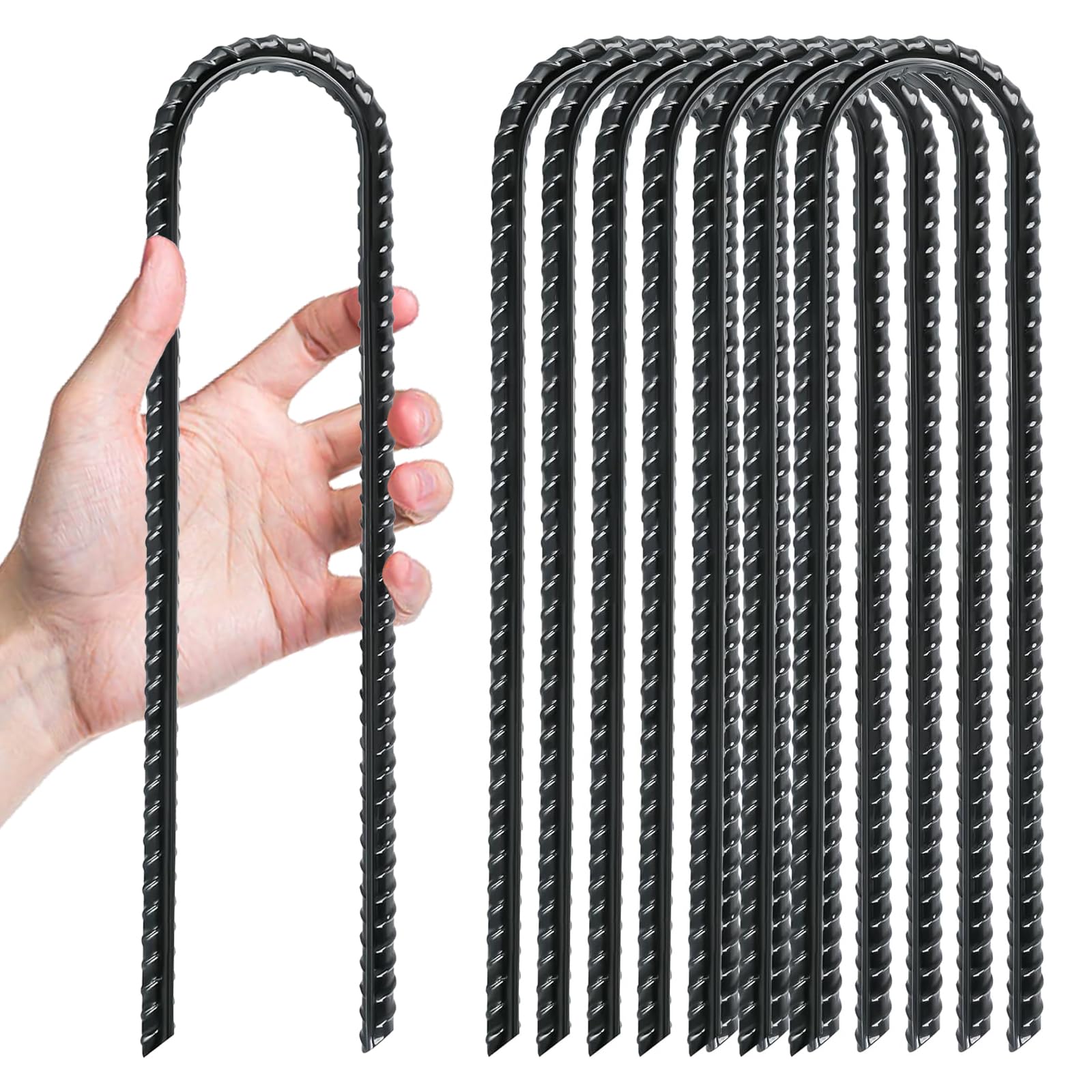 

Trampolines Wind Stakes 6 Pack 12 Inch,Heavy Duty U Shaped Rebar Tent Stakes Ground Anchors Trampoline Anchors for Camping Tent