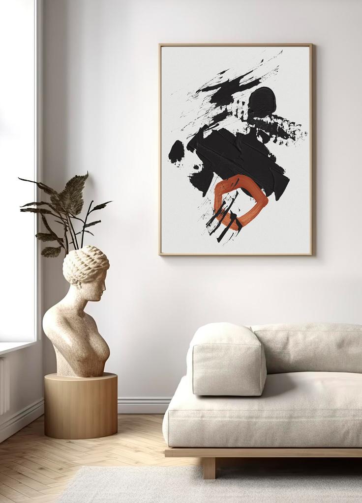 Poster Abstraktion schwarz kupferfarben