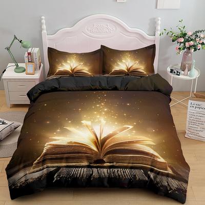 Ensemble Housse de Couette Livre Magique Fond Bleu Housse Couette Romantique Taille King Queen Pour Enfants Garçon Fille Adolescent Ensemble de Literie en Polyester