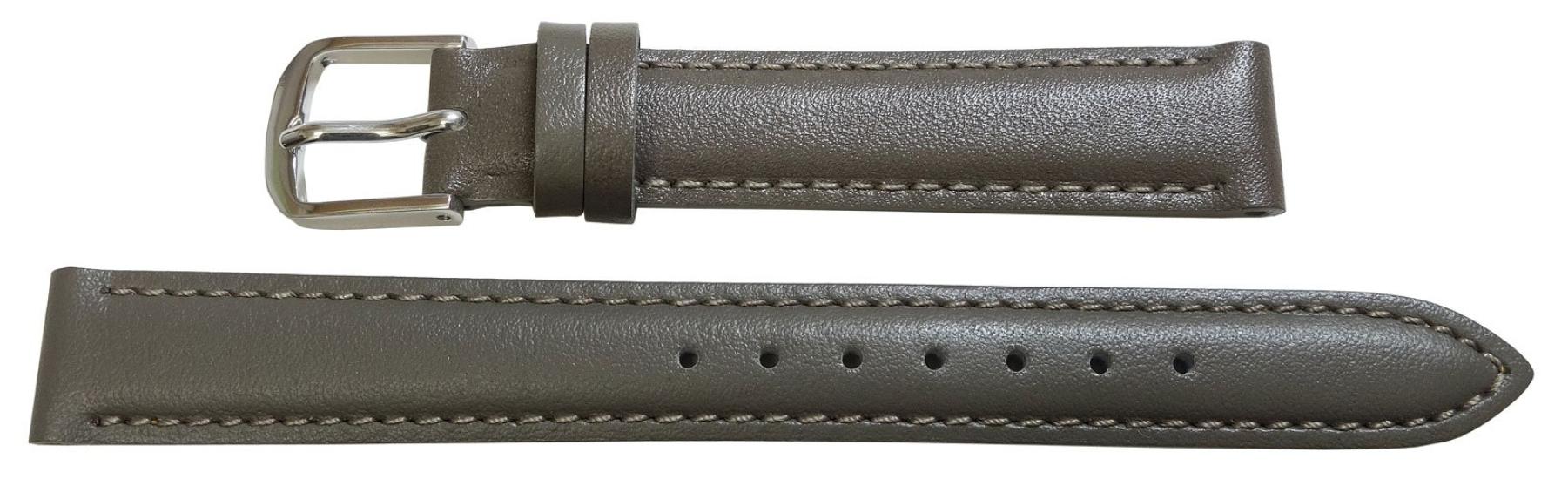 

BAMBI watch band, cowhide leather, gray, 10mm, silver buckle, BCA050GF