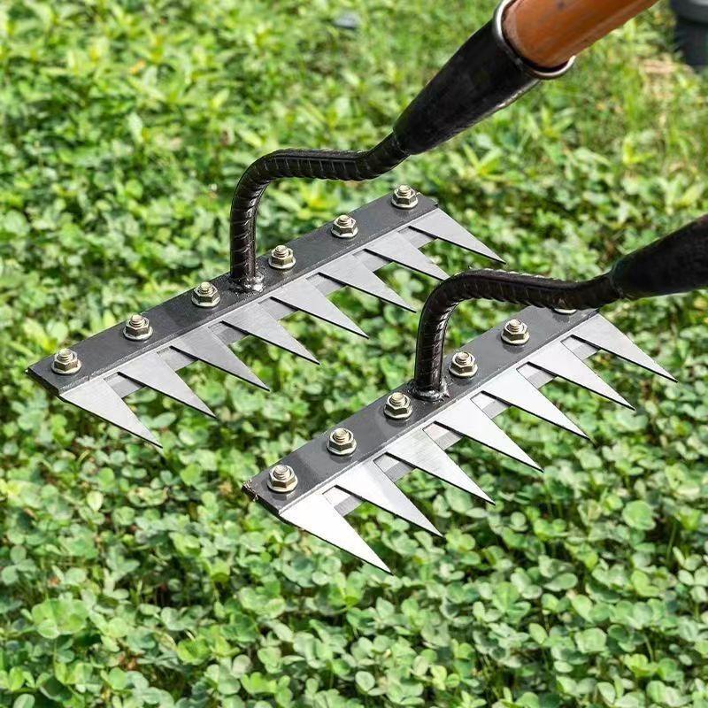 Steel Six-Tooth Weeding Hoe and Rake - Farm and Garden Soil Loosening Tool