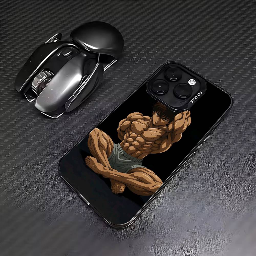 Anime B-Baki Hanma Phone Case For iPhone17,16,15,14,13,12,11 Plus,Pro Max Colored Silver Plated Inside Cover