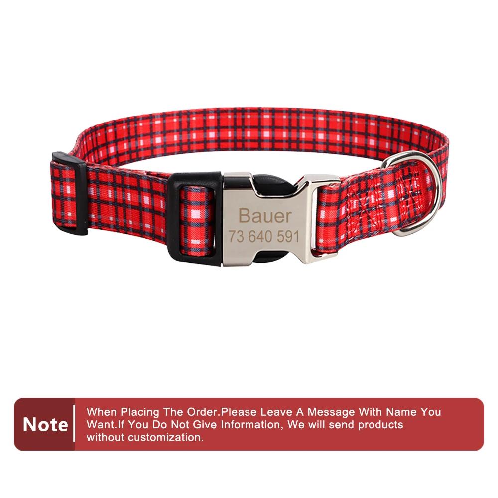 Classic Custom Dog Collar Metal Buckle Dogs Nameplate Collar Free Engrave Personalized Pet Collars Adjustable for Small Medium Large Dog