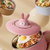 Sealed Soup Container 304 Food Grade Stainless Steels Noodles Bowl with Lid Tableware with Phone Stand for Office Use