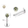 Labret Piercing Jewel Iridescent White Crystal Ball Covered In G23 Titanium Resin 8mm Rod
