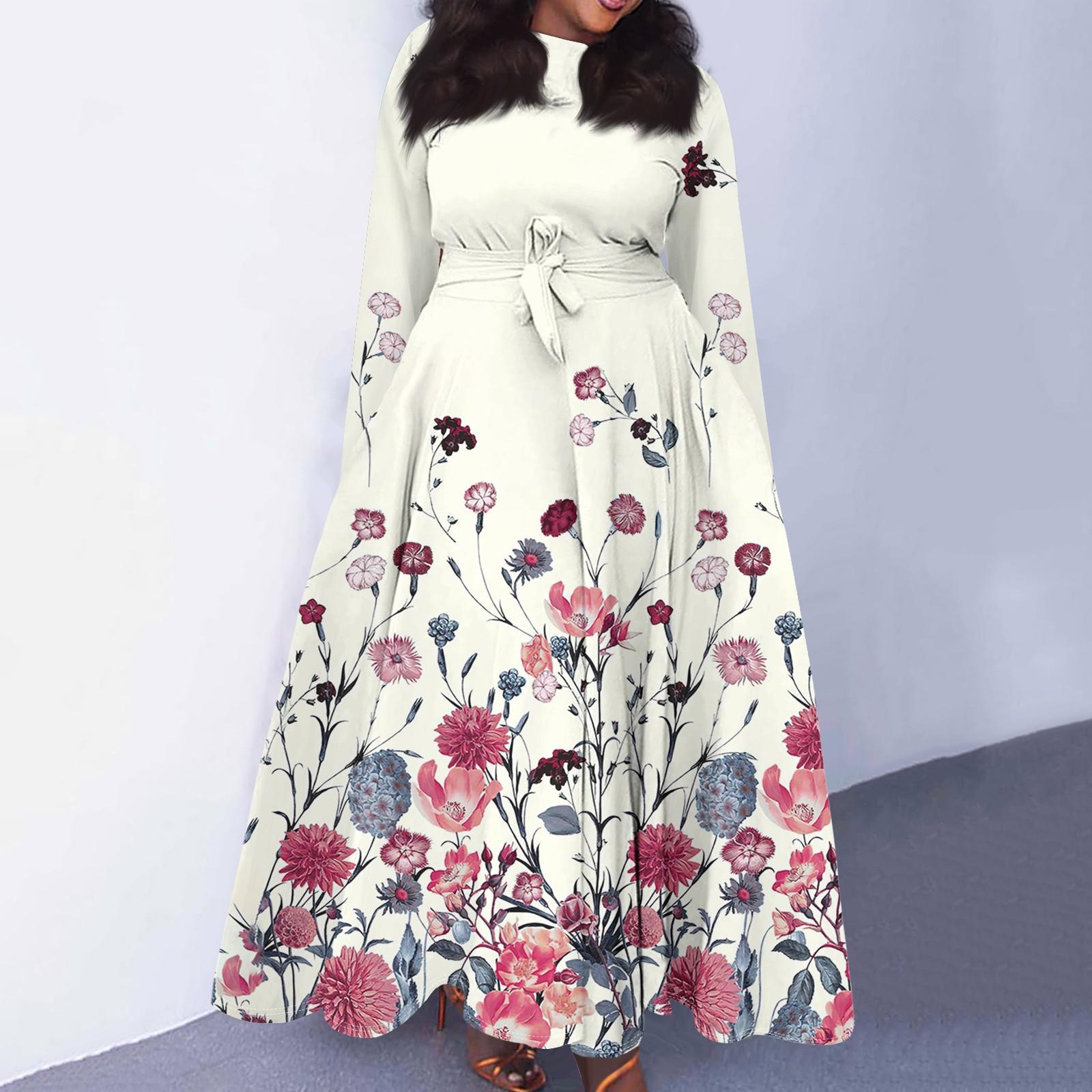 

Женское повседневное модное платье большого размера с круглым вырезом и длинными рукавами с карманами и бретелями XXL розовый