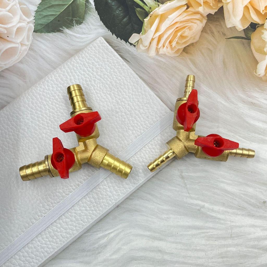 Three-Way Brass Gas Valve with Pagoda Pointed Nozzle for Liquefied Gas Stoves
