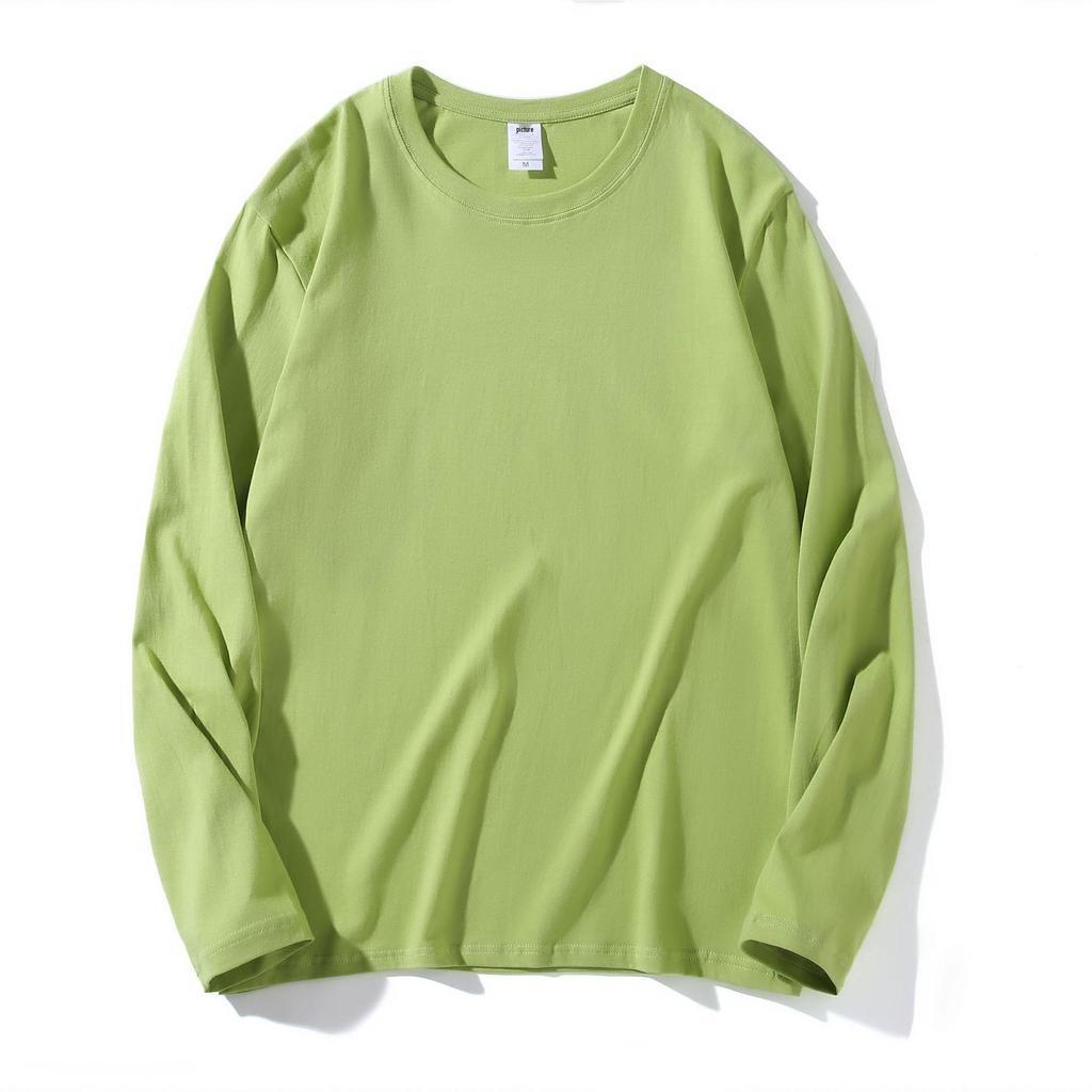 220g Heavyweight Pure Cotton Unisex Long Sleeve T-shirt - Loose Fit Solid Color Casual Sweatshirt